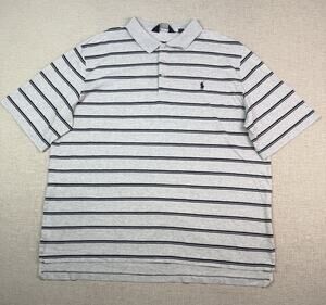 Polo Golf Ralph Lauren Polo Shirt Men’s XXL Gray Navy Striped Pima Cotton